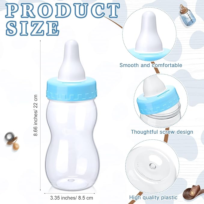 Roowest 512 Pcs Baby Shower Games Guess How Many Pacifiers Sign 100 Small Guessing Games 10 HB Pencils 750ml Milk Bottle 400 Acrylic Pacifiers Decoration for Guest Gender Reveal(Blue,Cowboy)