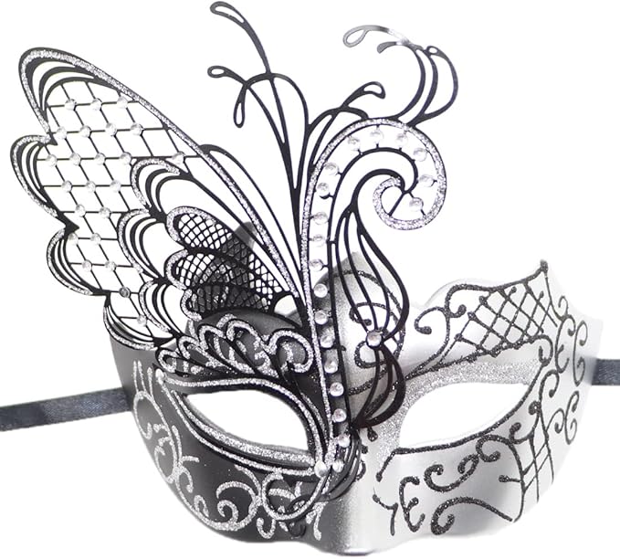 Coolwife Couples Masquerade Masks Metal Venetian Mardi Gras Party Evening Prom Costume Mask