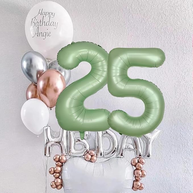 40 Inch Green Number Balloon 2 Olive Green Foil Balloon Sage Green 2 Balloons Mylar Helium Balloon for Birthday Party Decorations Girls Boys Baby Shower Wedding Anniversary Decoration (Number 2)