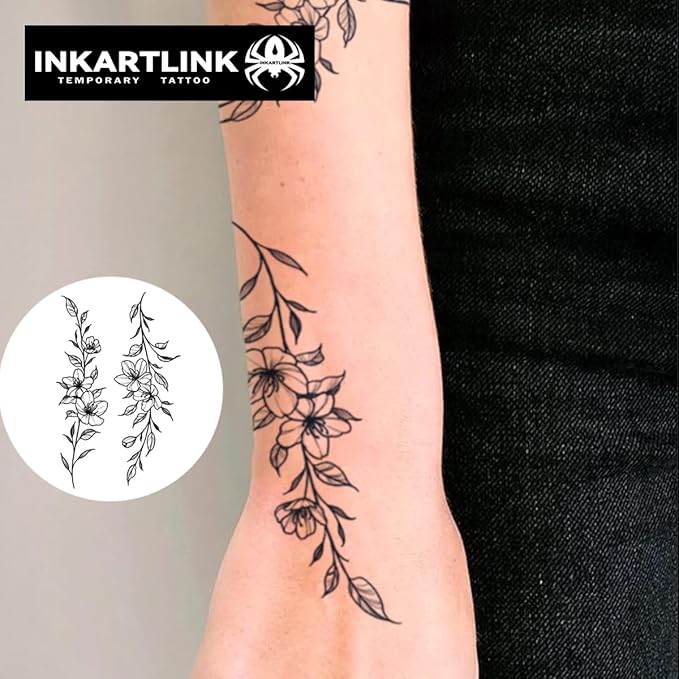 INKARTLINK Tattoo Tech, 2 Sheets Extra Large Semi Permanent Tattoo, Adult Art Design Temporary Tattoos, Lasts 1-2 Weeks, Waterproof, Realistic Look, No Adhesive, No Reflection (Butterfly and Dream)