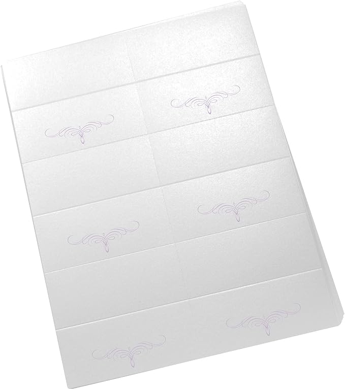 Decadent Flourish Printable Place Cards, Lavender (Choose Color), Set of 60 (10 Sheets), Laser & Inkjet Printers - Wedding, Party, Dinner, and Special Events - Made in the USA