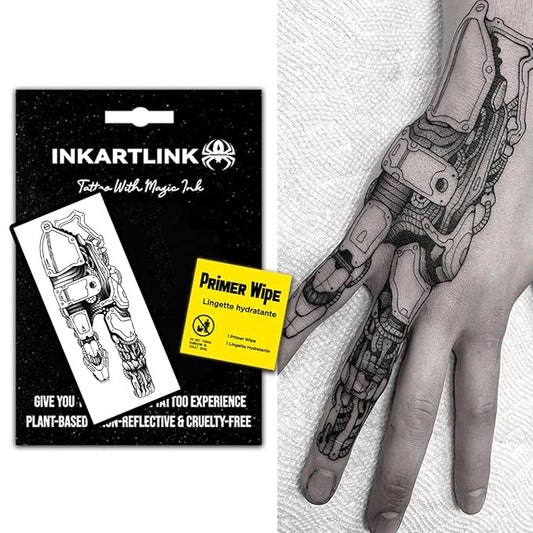 INKARTLINK Semi Permanent Tattoos, realistic temporary tattoos, suitable for cool boys and girls, waterproof and non-reflective, exquisite packaging, unique design (Mechanical fingers)
