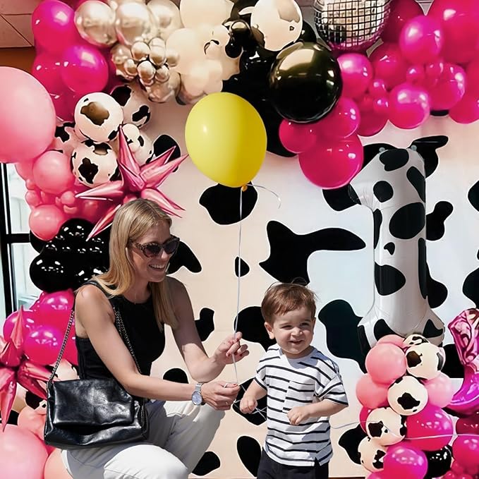 Cow Print Number Balloons, Large Foil Number 1 Balloon 40 Inch Cow Balloon for Boys Girls Birthday Decoration Cow Themed Birthday Party Decorations Farm Animal Party Supplies