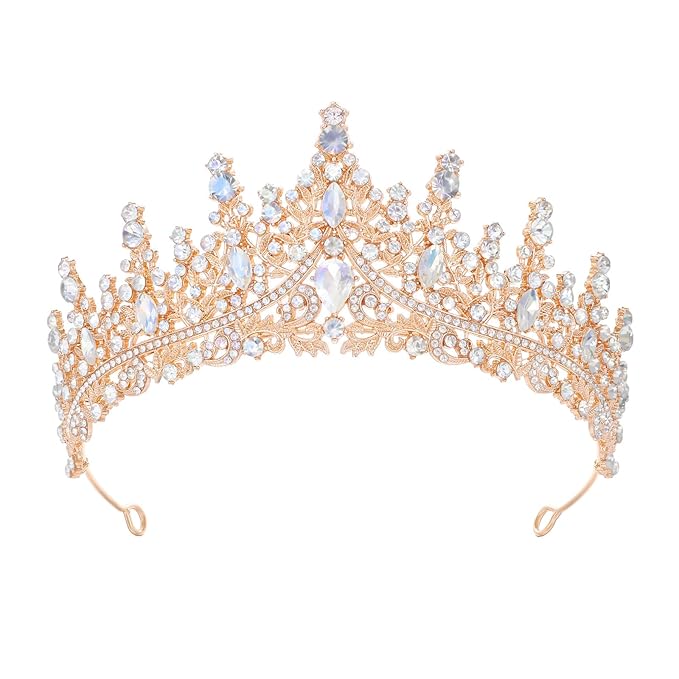 Gold Tiara for Women Crystal Queen Crowns Rhinestone Princess Tiaras for Girl Wedding Headband for Bride Hair Accessories for Halloween Costume Birthday Party Prom Mother's Gifts