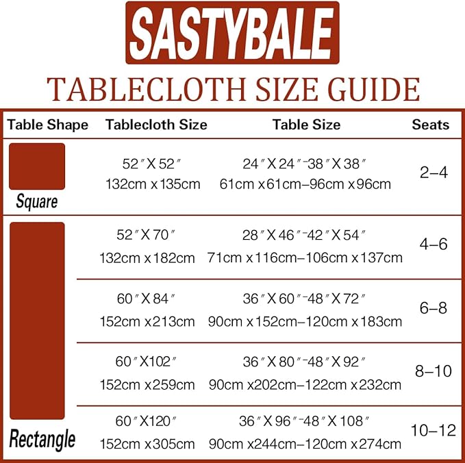 SASTYBALE Thanksgiving Tablecloth Rectangle 52 x 70 Inch Waterproof Stain Resistant Jacquard Damask Table Cloth, Fabric Table Cover for Fall, Autumn, Harvest Party, Holiday Dinner, Burnt Orange/Rust