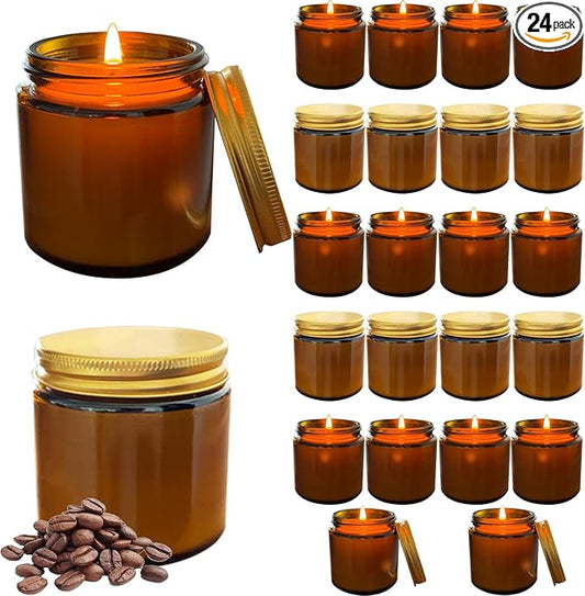 24 Pcs 4 Oz Mini Soy Candles,Coffee Scented Candles Set,Bulk Aromatherapy Candle,Great Stress Relieving Scented Candle for Girls as a Gift for Birthdays, Weddings and More!