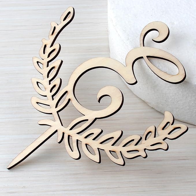 LINGTEER Personalized Inital Letter E Wooden Cake Topper Perfect for Birthday Rustic Wedding Anniversary Party Keepsake Decoration