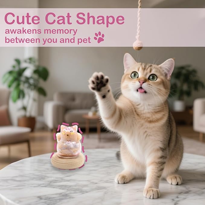【NEW】Memorial Bottle for Pet Hair with Base, Pink Cat Pet Fur Keepsake, Pet Hair Memorial Keepsake, Pet Memorial Gifts for Cats, Cat Keepsake Fur Holder Cat Whisker Jar Memory Sympathy Gift - Pink