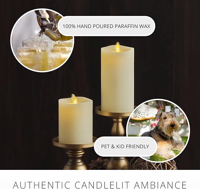 Luminara - Flameless LED Battery Operated Flickering Pillar Candles - Ivory - Pack of 1-3x4.5 - Realistic Moving Flame Real Wax Indoor/Outdoor Decor