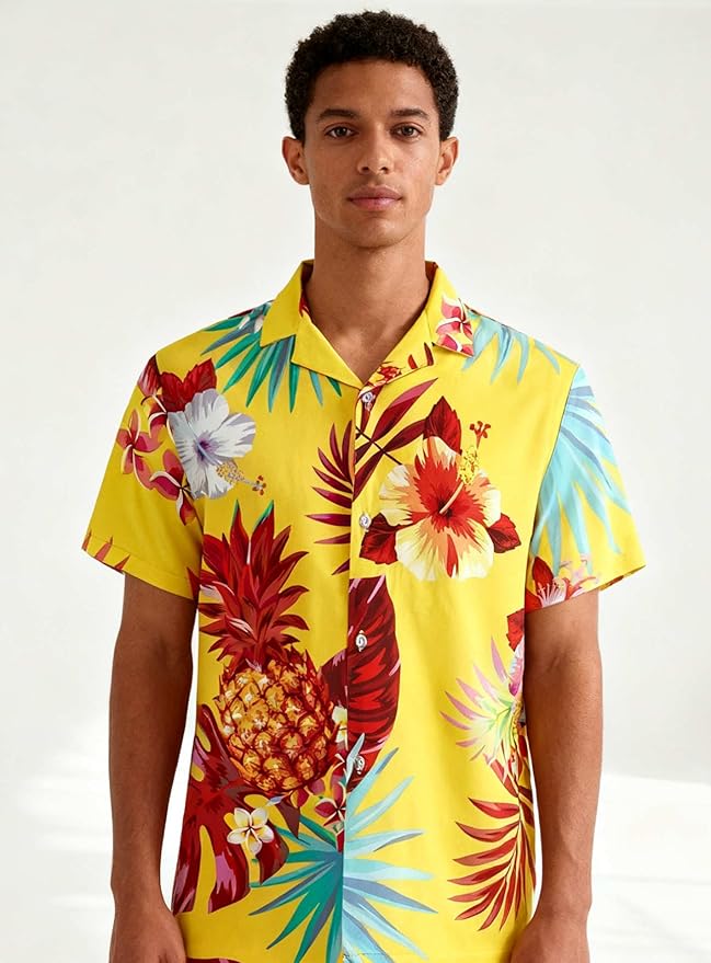 Cromoncent Matching Hawaiian Outfits for Family, Dad and Son Matching Luau Beach Tropical Shirts Mommy Daughter Tropical Sets