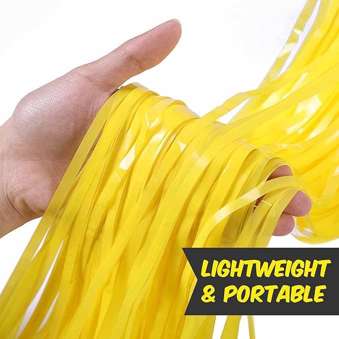 6 Pack Macaron Yellow Foil Fringe Curtains Backdrop, 3.28 x 9.8 Ft Metallic Streamers Tinsel Curtains Background for Photo Booth, Birthday, Halloween, Christmas, New Year Party Decorations