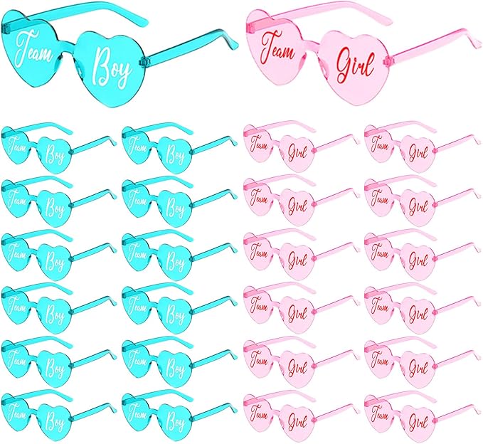 Pibupibu 24 Pcs Gender Reveal Glasses Blue Pink Sunglasses Bulk Team Girl or Boy for Gender Reveal Decor Glasses Party Favors