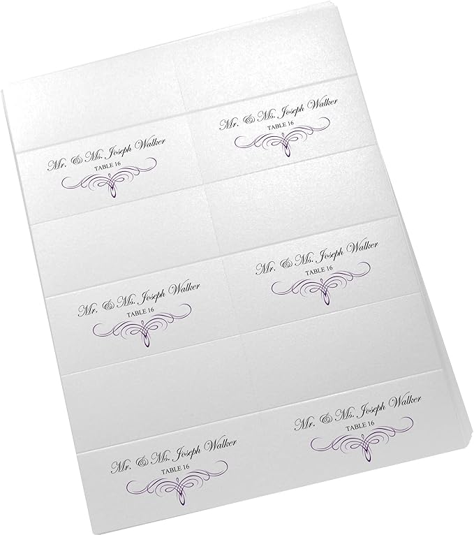 Decadent Flourish Printable Place Cards, Eggplant (Choose Color), Set of 150 (25 Sheets), Laser & Inkjet Printers - Wedding, Party, Dinner, and Special Events - Made in the USA