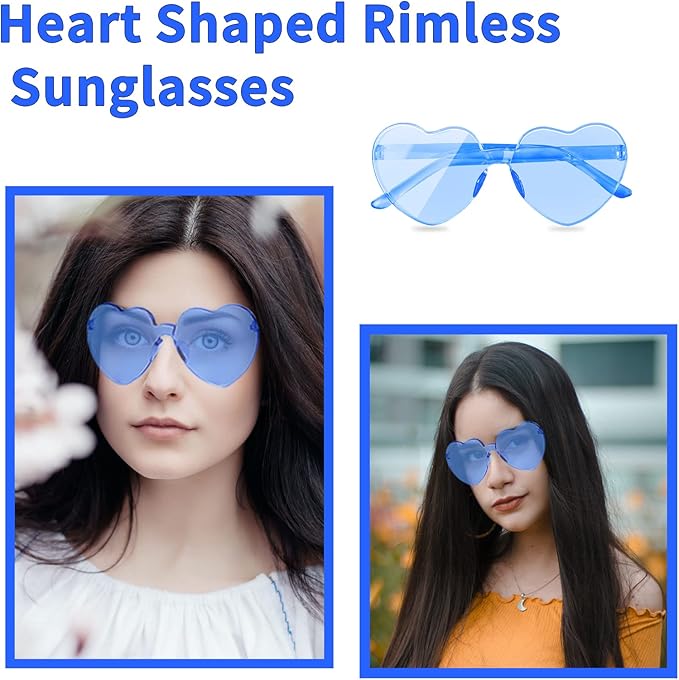 LEFIMOT 12 Pairs Heart Sunglasses for Women Heart Shaped Sunglasses Bulk Colorful Heart Glasses for Party Favor