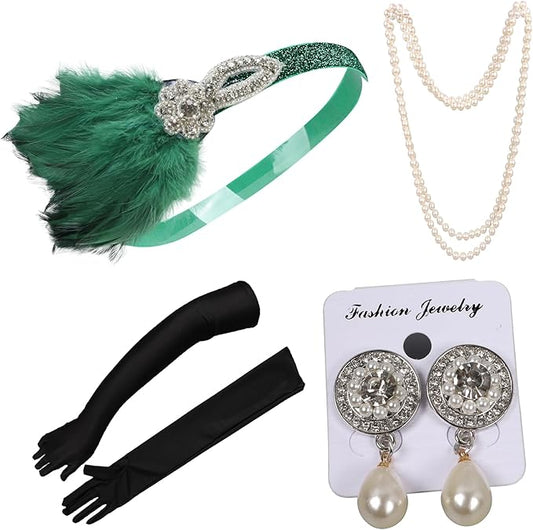 1920s Flapper Accessories Sets Roaring 20s Gatsby Costume Accessories Set for Women