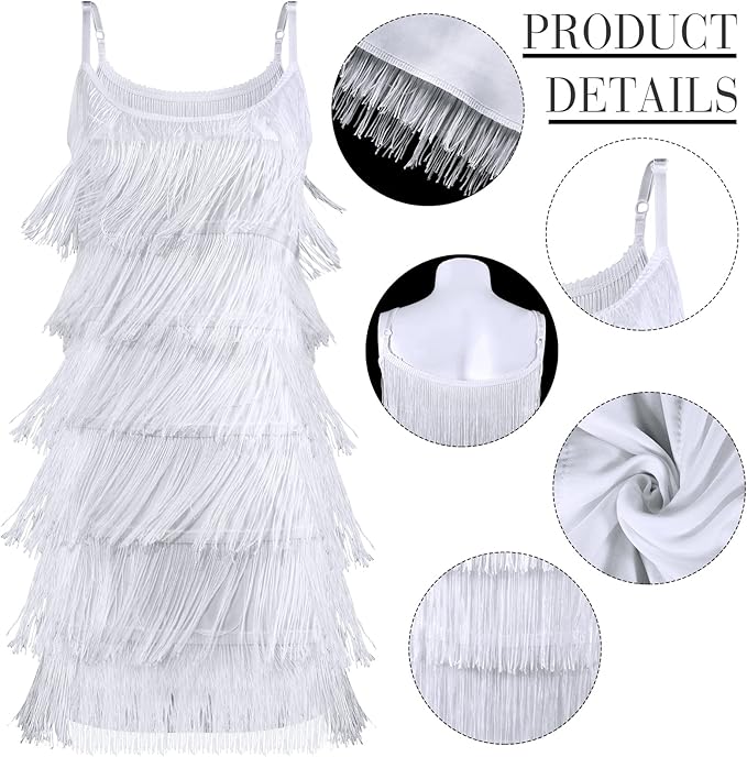 Zhanmai 6 Pcs Flapper Dress Flapper Costumes for Women 1920s Accessories Set Headband Pearl Necklace Earrings Gloves Stick