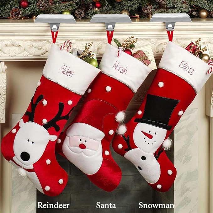 MGahyi Christmas Stocking Holder Bases - Mantel Stocking Hangers Hanging Hooks for Fireplace Stand Hanger Holder Weighted Hangers for Xmas Holiday Decoration (Silver,2)