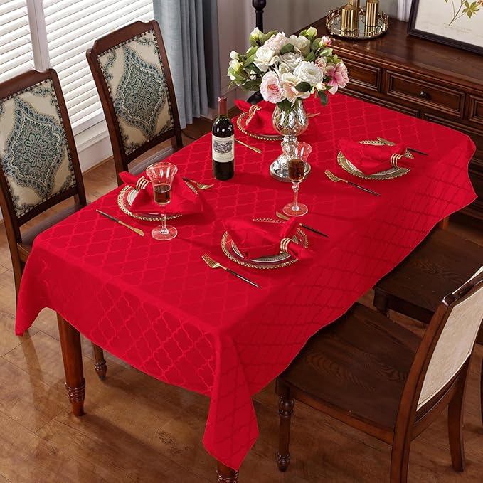 SASTYBALE Christmas Cloth Napkins 20 x 20 Inch, Flower Pattern 4 Pieces Solid Washable Comfortable Napkins for or Xmas Holiday Party Decor (Red, 20” X 20” Napkin)