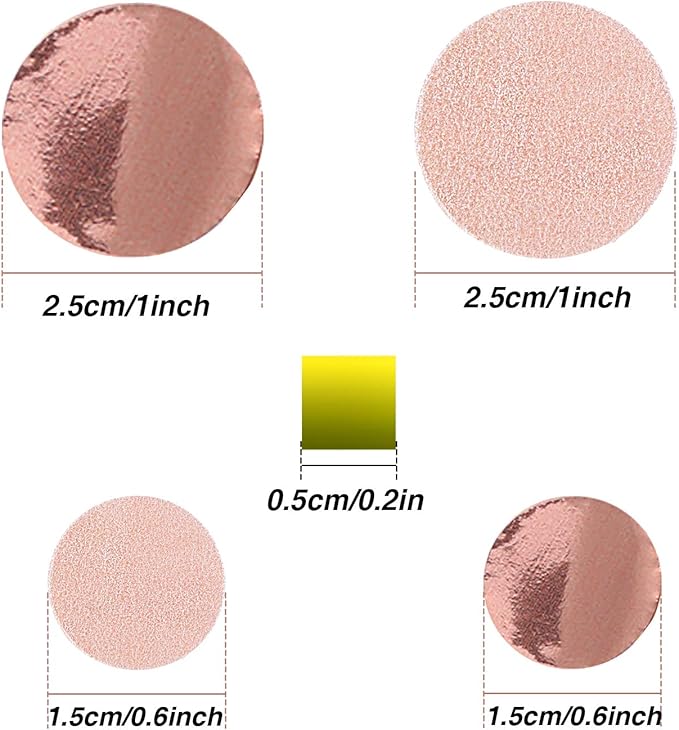TecUnite Round Tissue Paper Table Confetti Dots for Wedding Birthday Party Decoration, 1.76 oz(Rose Gold Confetti,1.5 cm plus 2.5 cm)