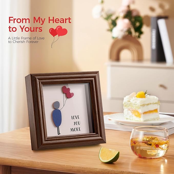 LukieJac Valentine's Day Gifts Shadow Box Frame - I Love You Gifts Decoration for Girlfriend, Her, Wife for Anniversary, Birthday, Christmas