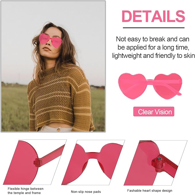LEFIMOT 12 Pairs Heart Sunglasses for Women Heart Shaped Sunglasses Bulk Colorful Heart Glasses for Party Favor