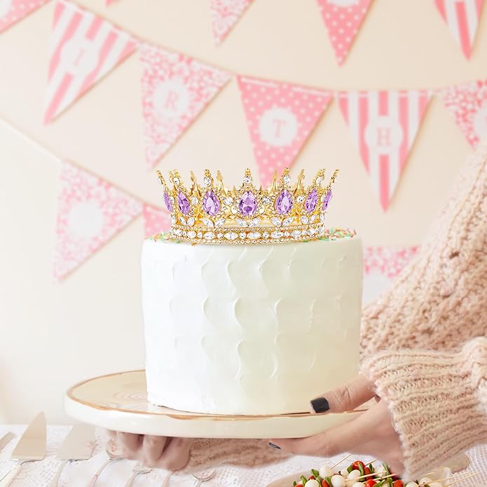 Gold Crown for Women, Crystal Queen Tiaras Headband Wedding Bridal Hair Accessories, Birthday Party Prom Cake Topper