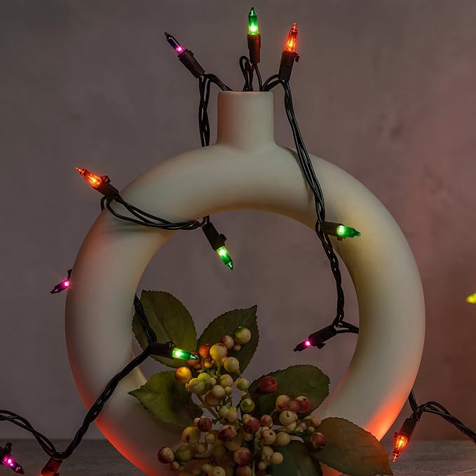 YULETIME 200 Orange Green & Purple Halloween Lights with Black Wire, Pack of 2 Sets 33 ft 100 Count UL Certified Christmas String Lights (Orange, Green & Purple)