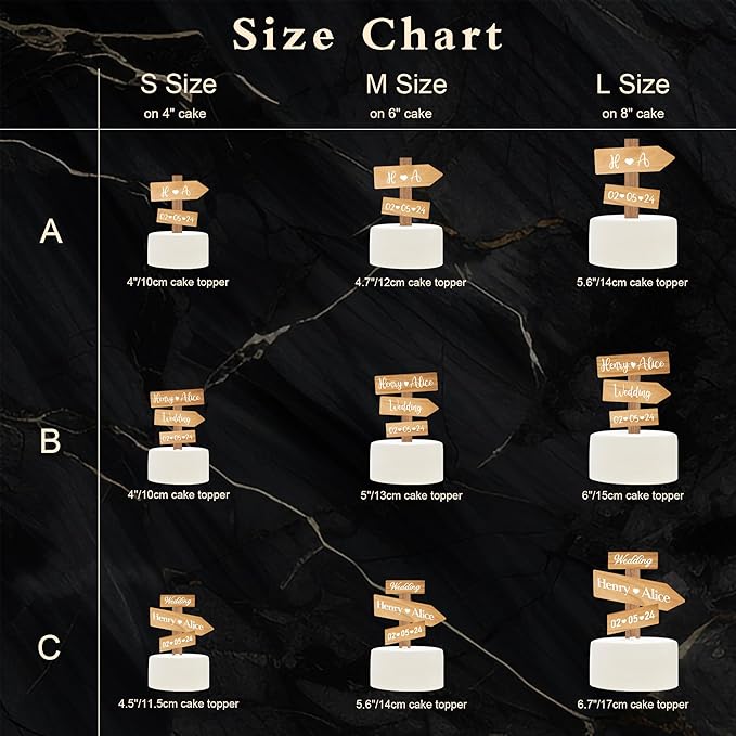 Personalized Rustic Wedding Cake Topper in Wood Custom Bride & Groom Names Initials Wedding Date Cake Decoration (Oak Texture)