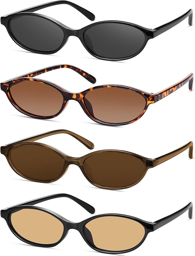 Retro Oval Cat Eye Sunglasses for Women Y2k Designer Trendy Narrow Shades UV protection Sun Glasses