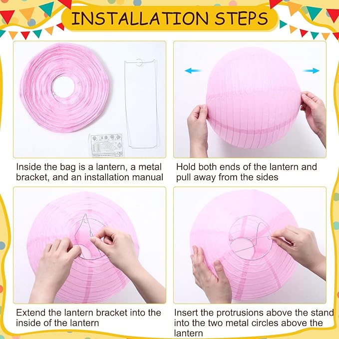 Hortsun 18 Pcs Pink and White Gingham Christmas Party Supplies Include Paper Lanterns Plastic Tablecloth Pennant Banner Paper Fans Christmas Picnic Decor for Holiday Party Home Dining Room