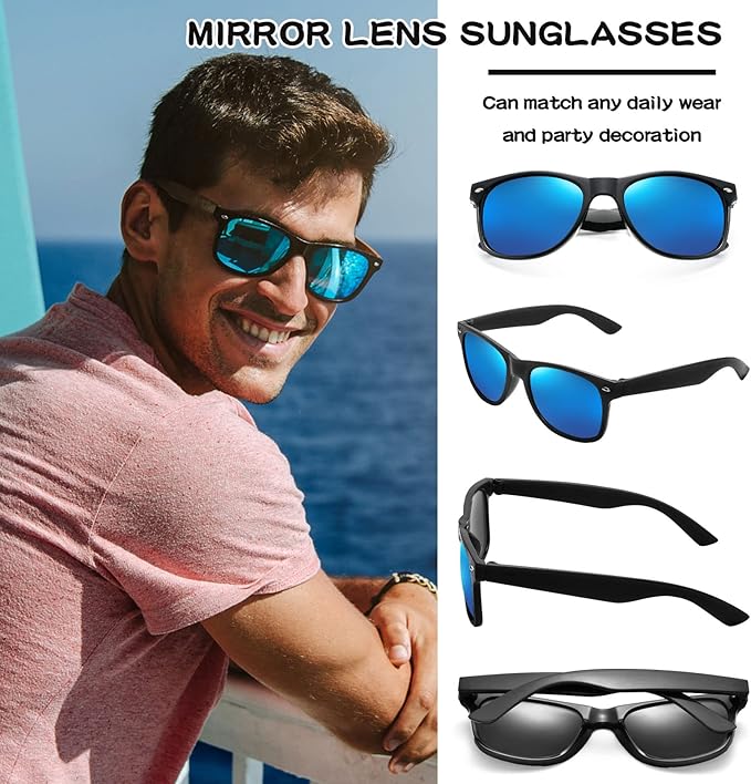 12/24 Pack Wholesale Retro Neon Colors Party Favor Supplies Unisex Sunglasses Bulk for Adults Teens, UV400 Protection