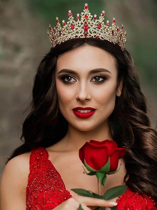 SWEETV Crystal Wedding Tiara for Women, Royal Queen Crown Headband, Rhinestone Princess Hair Accessories for Prom Birthday