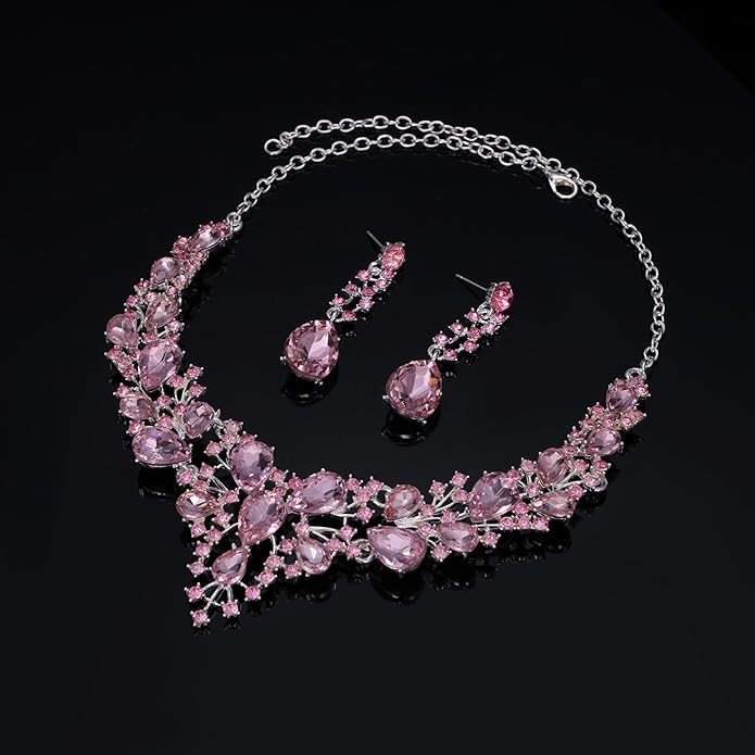 Kamirola Tiaras and Crowns for Women,Tiaras Earrings Necklace, Crystal Bridal Jewelry Set（TR83