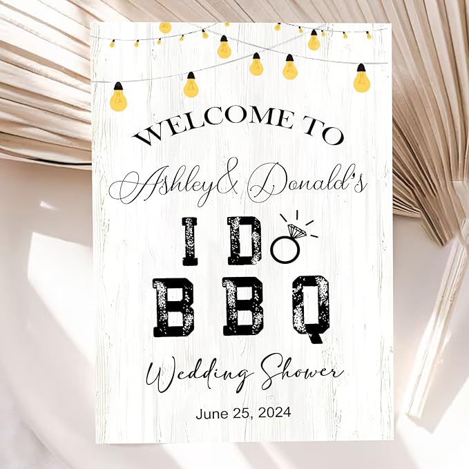 Personalized I Do BBQ Welcome Sign - Rustic Rehearsal Dinner & Couples Shower BBQ Sign