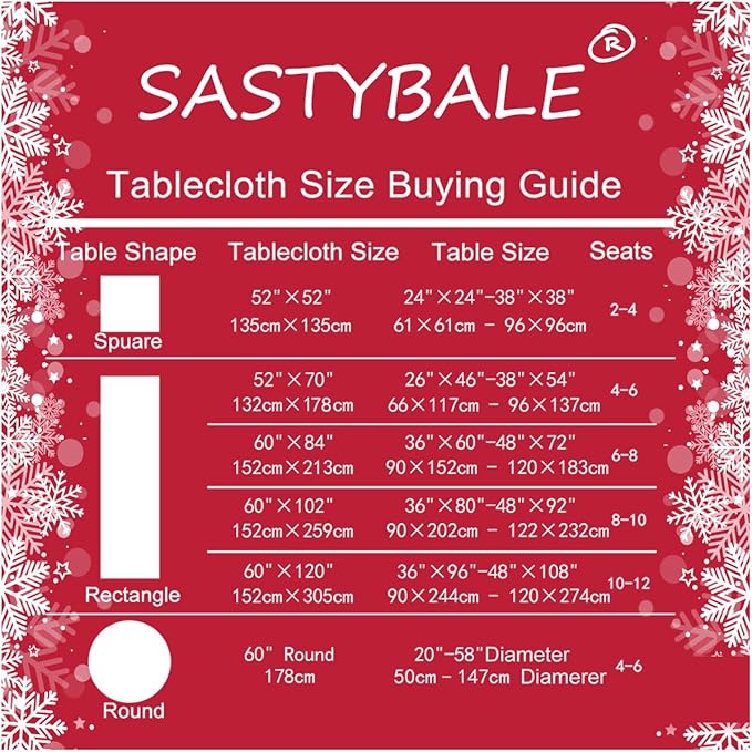 SASTYBALE Jacquard Christmas Tablecloth Flower Pattern Polyester Christmas Table Cloth Spill Proof Wrinkle Resistant Table Cover for Xmas Holiday Party Decor (Rectangle, 60" x 84" (6-8 Seats),Red)