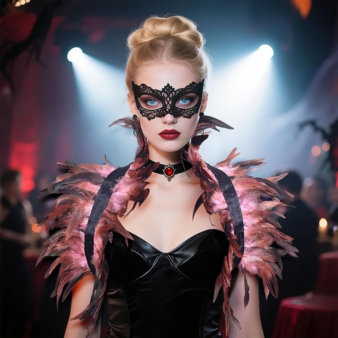 Gothic Natural Feather Shrug Feather Shawl Wrap Cape Victorian Collar for Halloween Cosplay Party Costume Accessories