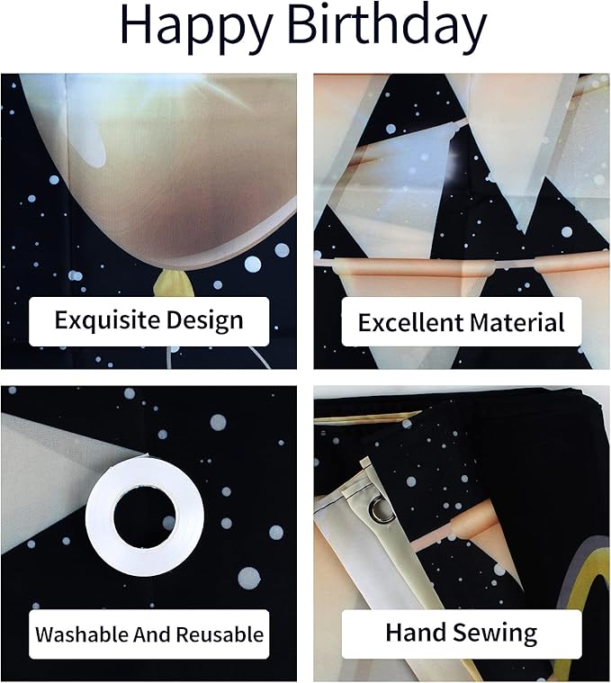 HAMIGAR 6x4ft Happy 20th Anniversary Banner Backdrop - 20 Wedding Anniversary Decorations Party Supplies - Black Gold