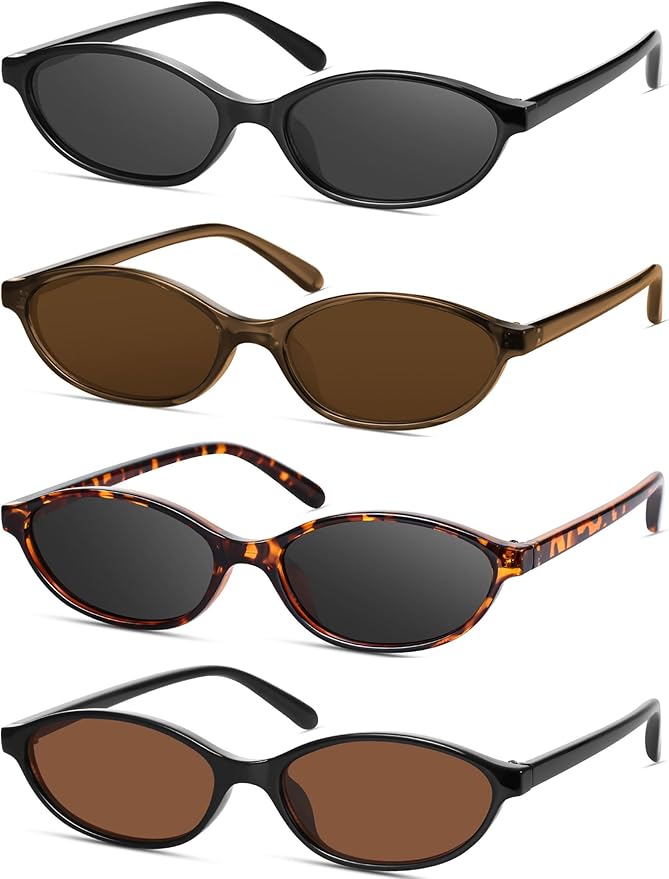 Retro Oval Cat Eye Sunglasses for Women Y2k Designer Trendy Narrow Shades UV protection Sun Glasses