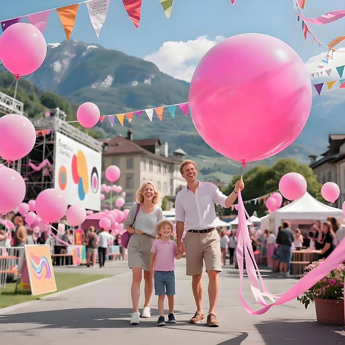 KAWKALSH Pink Balloons 9pcs 36 Inch Extra Large Big Jumbo Giant Matte Pink Balloons for Baby Shower Valentine's Day Princess Bridal Shower Bachelorette Birthday Party Decorations