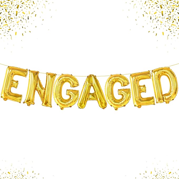 KatchOn, Gold Foil Engaged Balloons Letter - 16 Inch | Engagement Balloons for Engagement Party Decorations | Bachelorette Party Decorations | Engaged Gold Balloons for Engaged Decoration