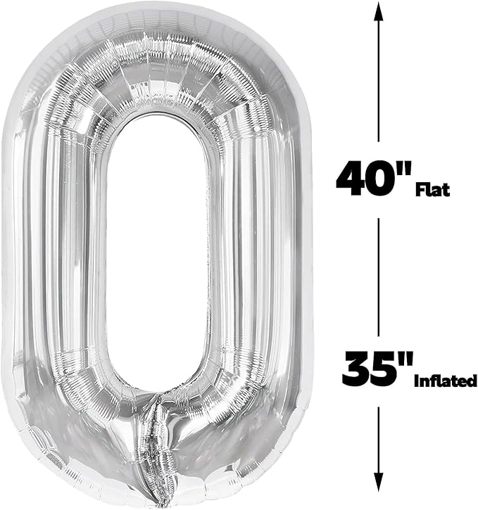 Silver 40 Inch 20 Number Balloons, 20 Decorations for 20 Birthday, Foil Giant Birthday Graduations Anniversary Party Balloons