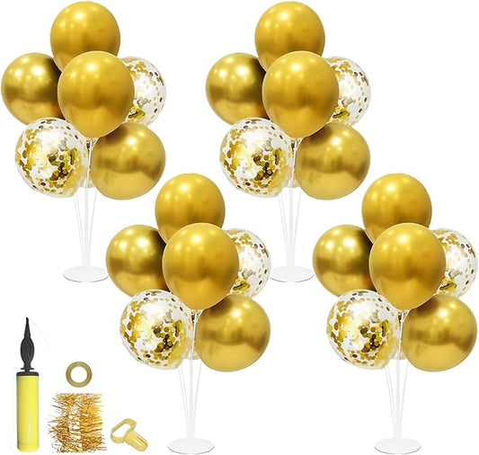 Gold Party Decorations Balloon Stand Centerpiece Table Decorations for Birthday Bridal Shower Graduation Wedding Anniversary Engagement Mother's Day Father's Day New Years 2025(Gold set4)