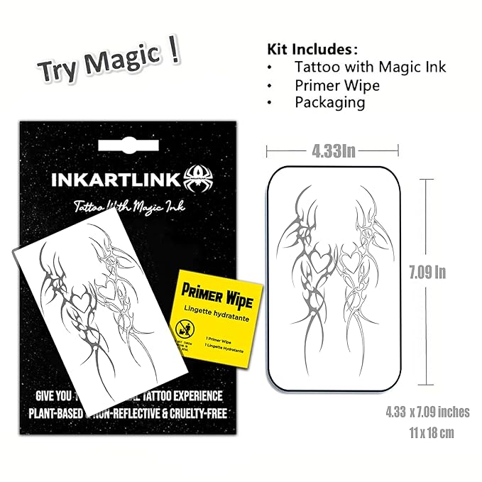 INKARTLINK Semi-Permanent Tattoos, Creative Party Mysterious Totem Tattoo, Exquisite and Realistic Design, Interesting Tattoo Experience, Cruelty-free, Non-reflective, Waterproof (Entwined Hearts)
