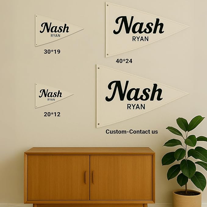 Personalized Canvas Baby Name Banner, Custom Nursery Pennant Flag Wall Decor for Kids Room Bedroom, Customizable Name Canvas Pennant Banner Sign, Boho Nursery Decor, Birthday Baby Shower Wedding Gifts