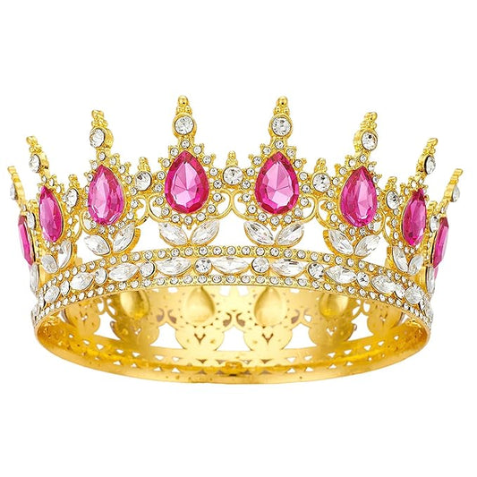 Queen Golden Rose Rhinestone Tiaras for Women - Costume Party Hair Accessories Princess Birthday Tiara Crystal Bridal Crown