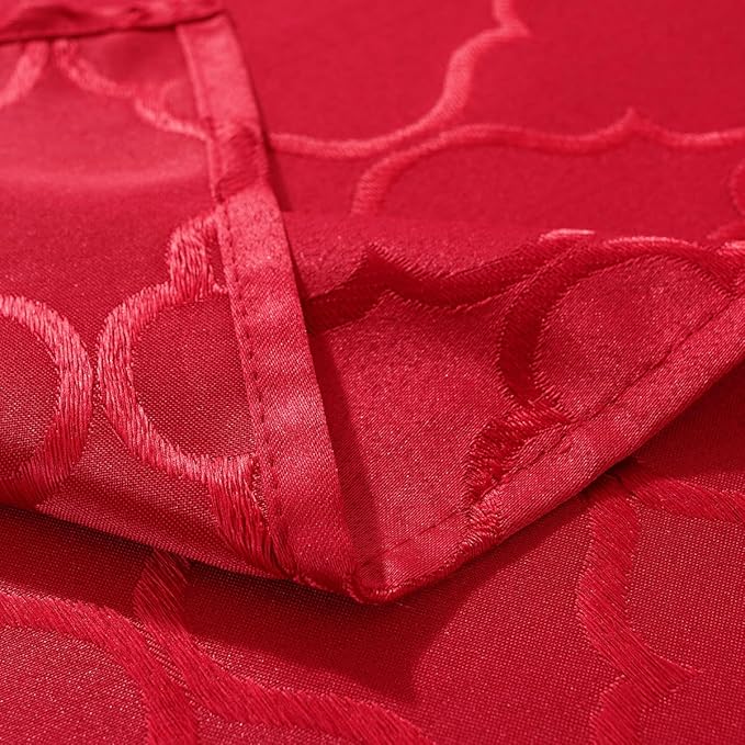 SASTYBALE Rectangular Tablecloth Damask Table Cloth, Water Resistant & Wrinkle Free Polyester Table Cover for Kitchen Dining Tabletop Use (Rectangle/Oblong, 60" x 102" (8-10 Seats), Red)