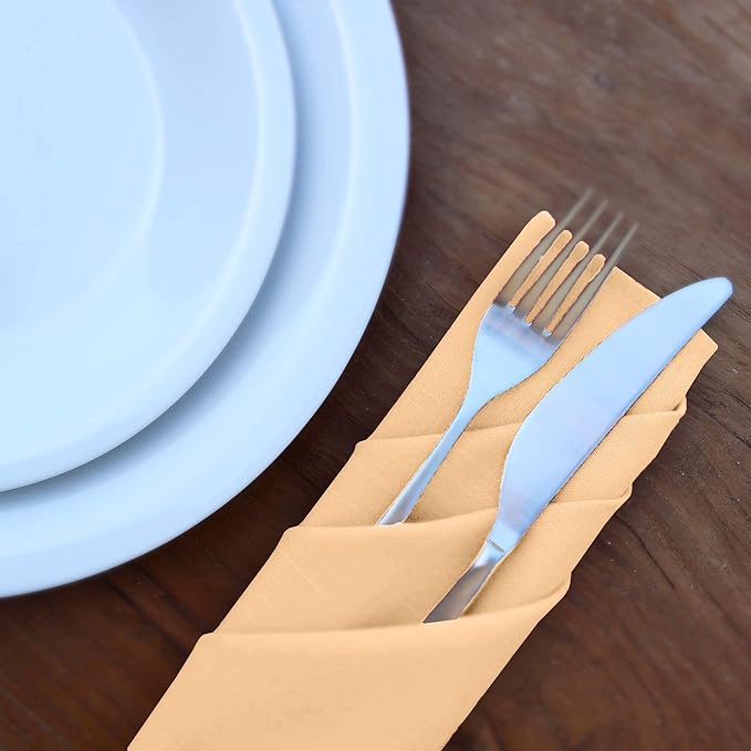 Ruvanti Cloth Napkins Set of 6, 18x18 Inches Napkins Cloth Washable, Soft, Durable, Absorbent, Cotton Blend. Table Dinner Napkins Cloth for Hotel, Lunch, Restaurant, Wedding Parties - Ivory Gold