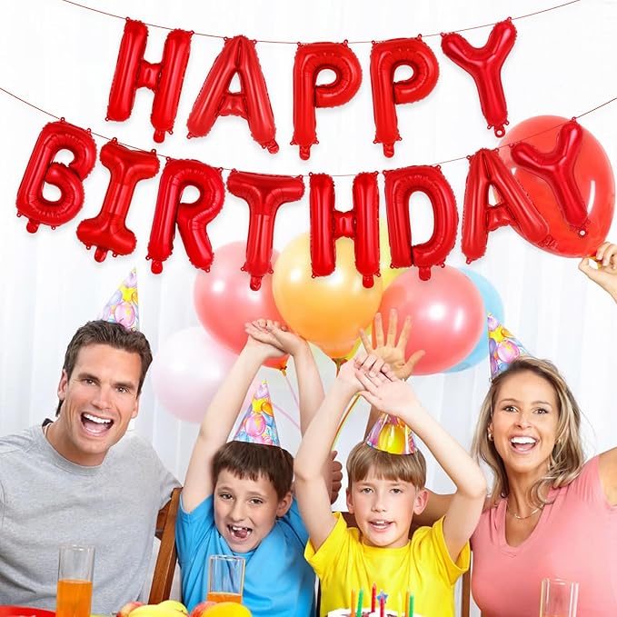 26 Pcs Red Letter Balloons,16 Inch Foil Alphabet Letter Balloons,Letter A-Z Balloon Banner Custom Phrase Balloon for Birthday Party Wedding Anniversary Decoration (Red 26pcs)