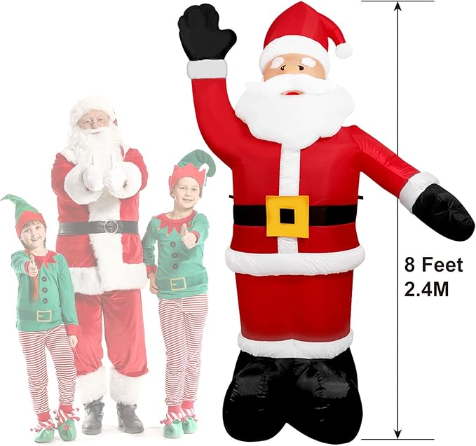 Christmas Inflatable Snowman/Nutcracker/Santa Claus Lighted Blow Up Christmas Yard Decoration with Built in Fan and Anchor Ropes (03-Santa)