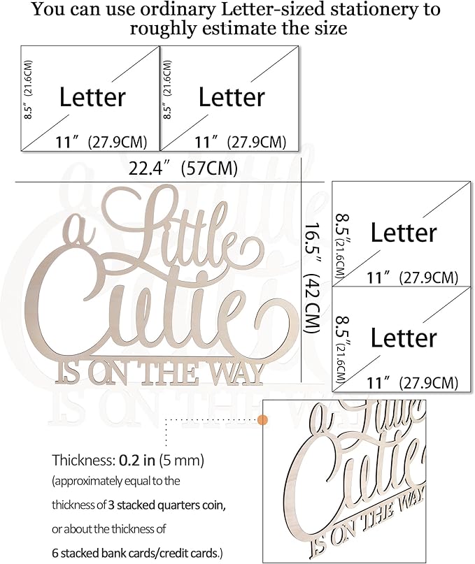 Little Cutie Wooden Sign - cc Unfinished Wood Sign Decorations for Baby Showers, Gender Reveals & Party Photo Props (Little Cutie Wooden Sign)